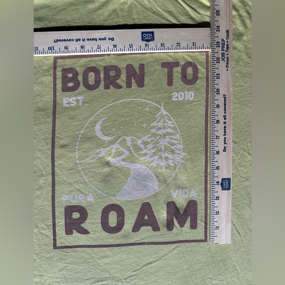 PURA VIDA PURAVIDA BORN TO ROAM CREW TEE LARGE oversized Yellow Graphic Tee - Picture 10 of 17
